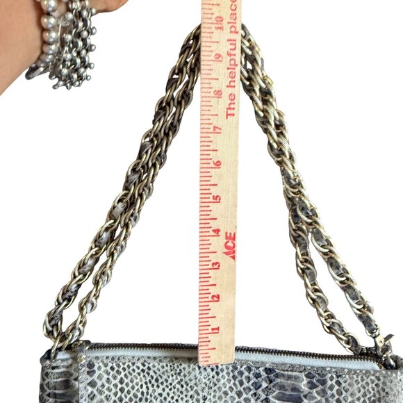 Elliott Lucca 100% Leather Snakeskin Print Hobo Satchel Shoulder Bag Gray - Picture 10 of 15